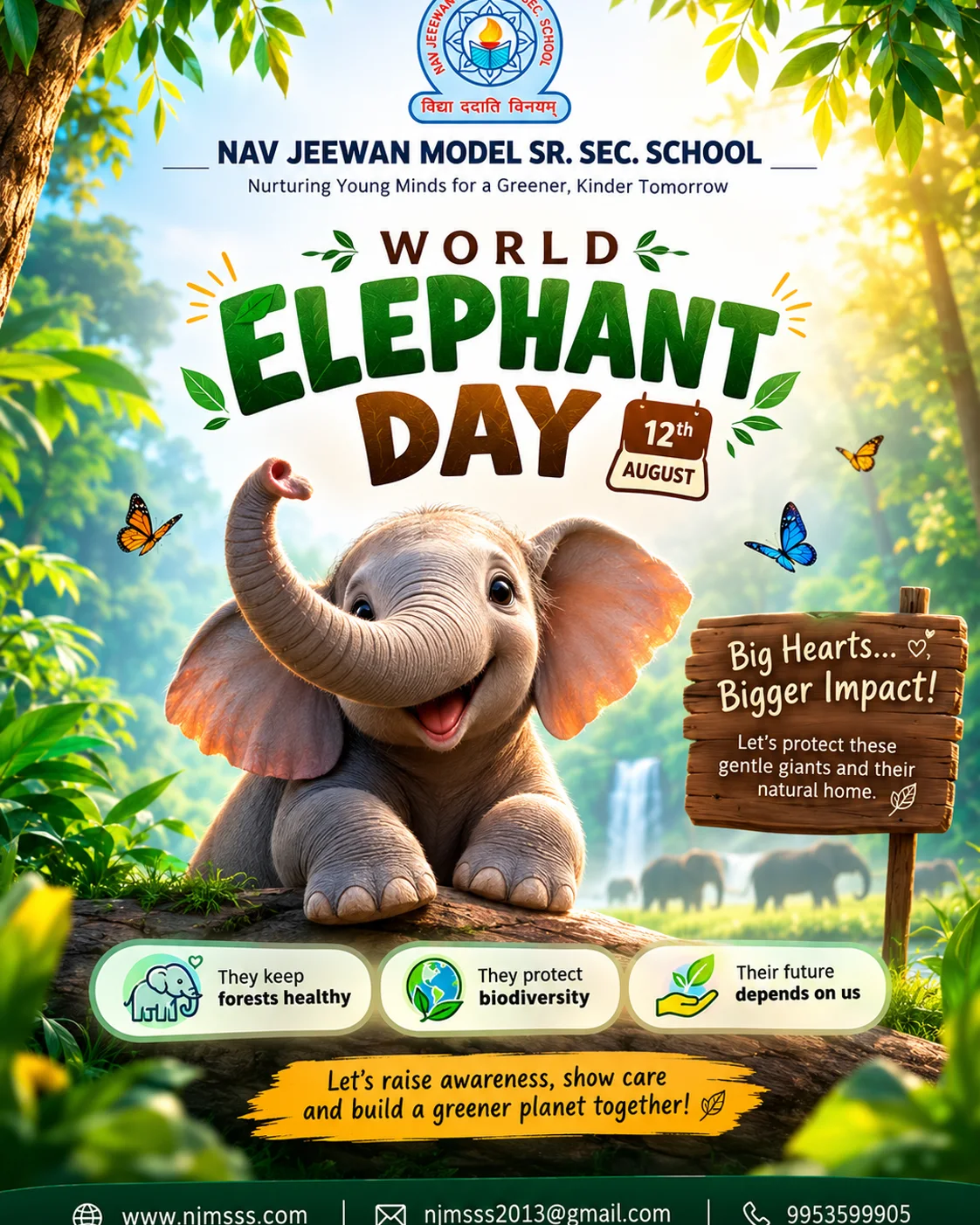 Designed World Elephant Day creative for a school social media feed