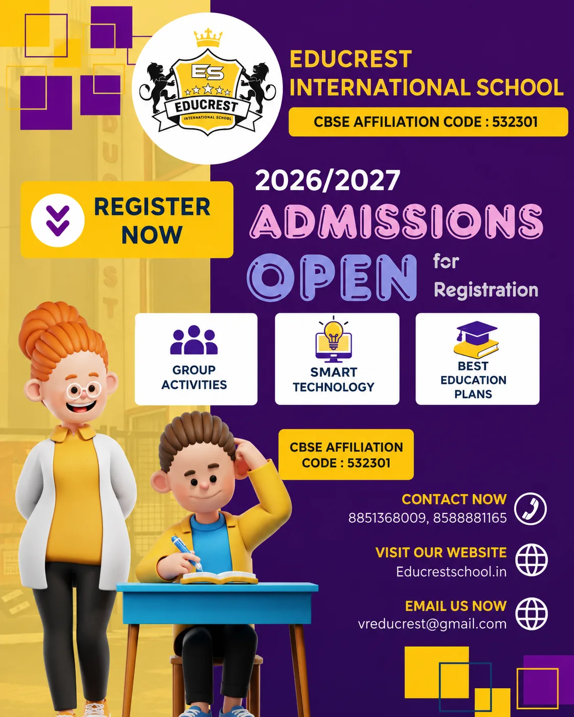Admissions announcement creative designed for a school social media feed