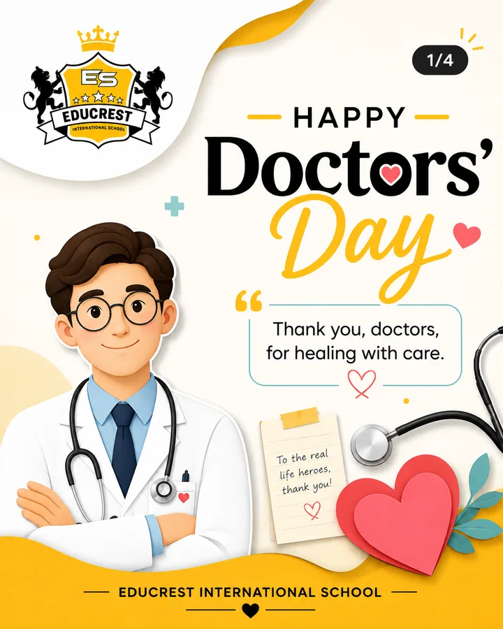 Doctor's Day celebration carousel for a school social media feed