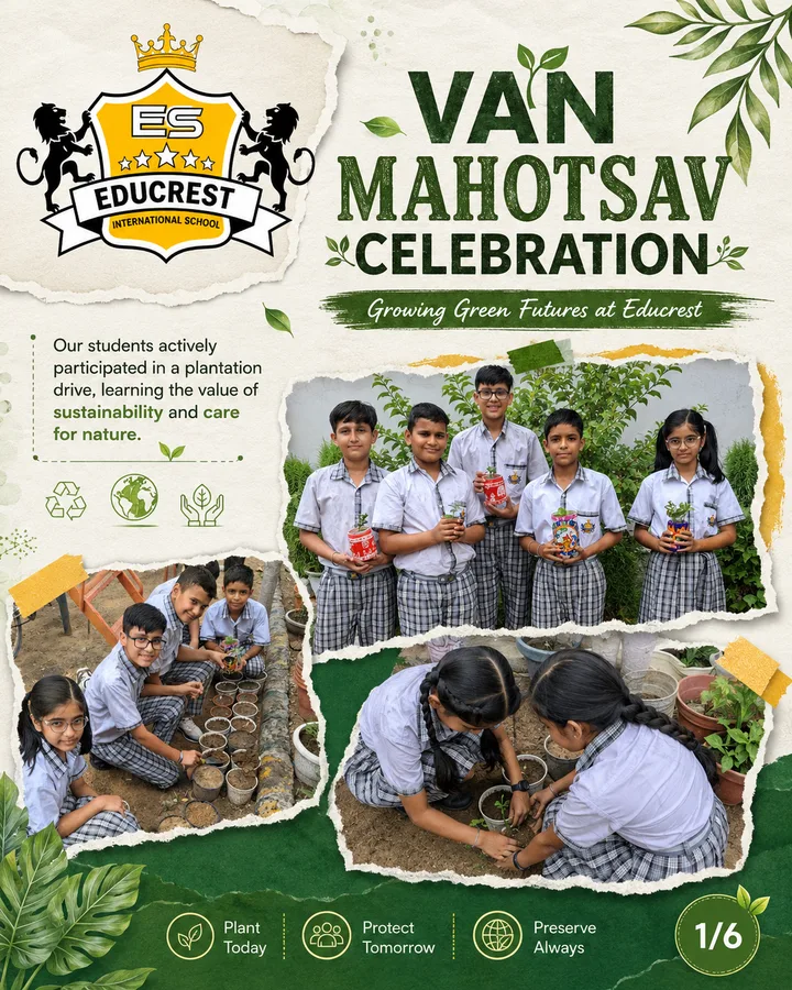 Tree plantation drive carousel: students taking part in a plantation activity